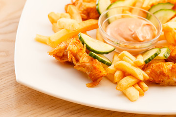 French fries with chicken
