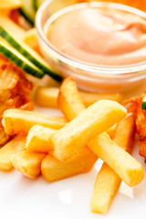 French fries with chicken