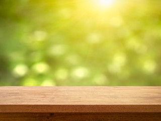 Table on Bokeh Foliage with Sun