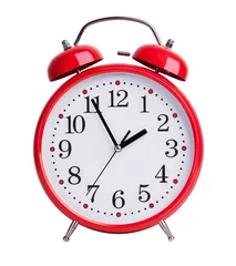 Foto op Canvas Red alarm clock on white background © dimedrol68