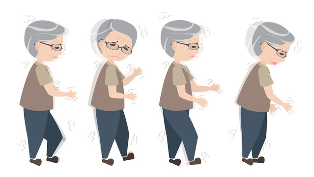 Old man with Parkinson's symptoms difficult walking