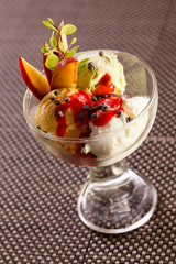 ice cream with fruits