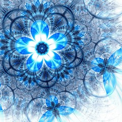 Fototapeta premium Dark blue fractal flower, digital artwork
