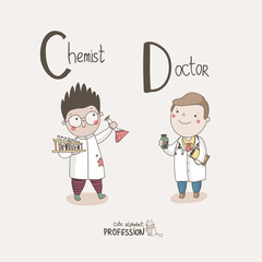 Cute vector alphabet Profession. Chemist. Doctor. - 62278576