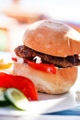 burger with french fries