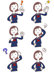 女子学生　6種類の仕草とポーズ