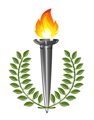 Torch with laurel wreath