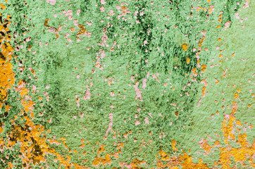 Old rusty paint cement wall closeup for background use