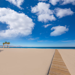 Alicante San Juan beach with palms trees of Mediterranean