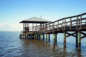 Rustic Wooden Fishing and Swimming Pier - 62282594