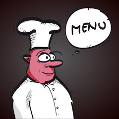 menu with cartoon chef