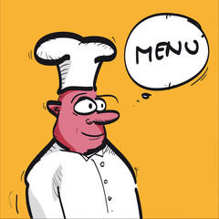 menu with cartoon chef