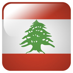 Naklejka na ściany i meble Glossy icon with flag of Lebanon