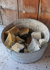 bucket of soap bars