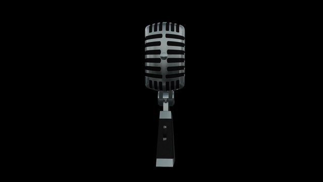 Vintage Microphone Rotating Black Background