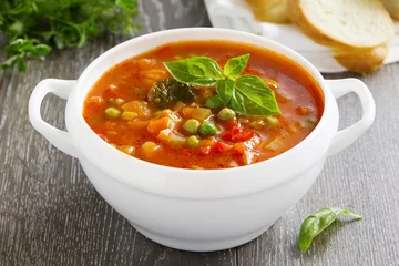  Bowl of minestrone soup with bread © ld1976