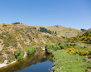 Obraz premium Railway track up Taieri Gorge New Zealand