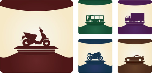 Vehicles icons for driving license