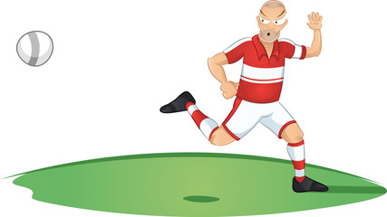 Soccer player running for the ball