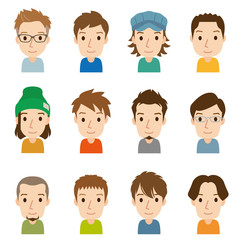 顔　セット　若者男性