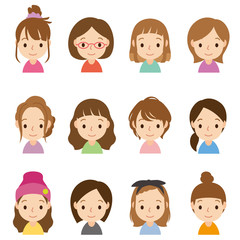 顔　セット　若者女性