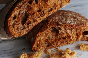 Breaking bread close up