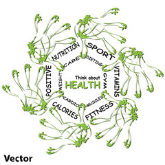 Vector conceptual health word cloud