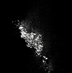 Flour on black background