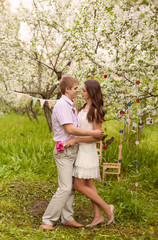 A romantic couple in love outdoors