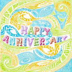 Tiki style Happy Anniversary typography