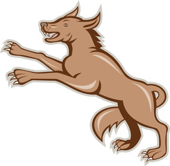 Wolf Wild Dog on Hind Legs Cartoon