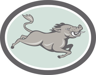 Wild Boar Razorback Jumping Side Cartoon