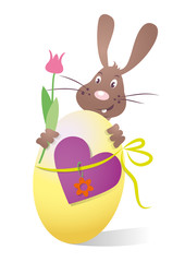 Easter bunny behind an egg,heart,tulip,free,vektor,