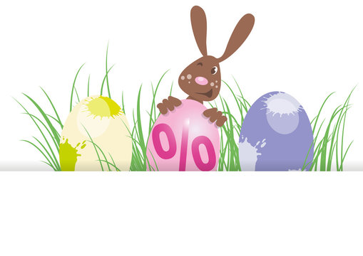 Prozentzeichen,Osterrabbatte,Osterhase,Ostereier,Vektor