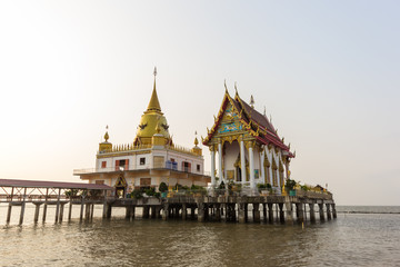 Thai Temple on the sea in the morning