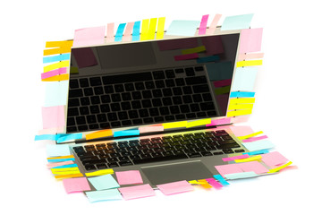 Many Post-it stick on laptop