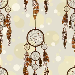 Washable wall murals Dream catcher Seamless pattern of American Indians dreamcatcher