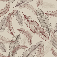 Seamless pattern of bird feathers © Annykos