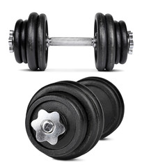 Fototapeta na wymiar Black dumbbells isolated on white