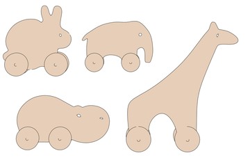 cartoon image of wooden animals