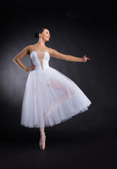 Fototapeta na wymiar beautiful ballet dancer standing on one foot.