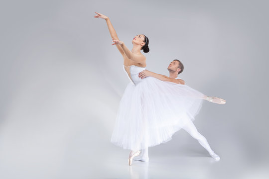 Two Young Ballet Dancers Practicing.