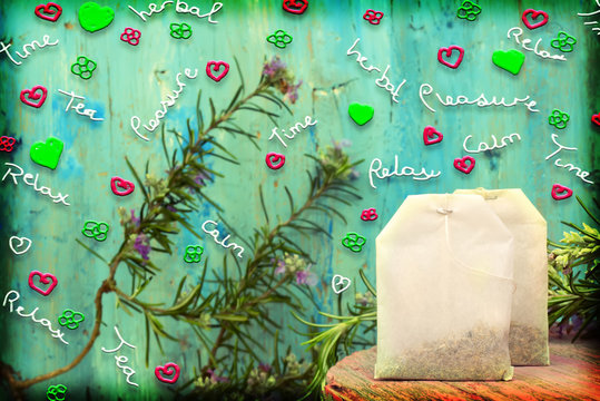 teabags cheerful and colorful background