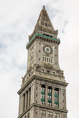 Fototapeta na wymiar Stone Clock Tower in Boston