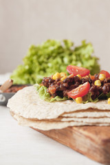 Homemade vegan bean burrito