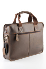 Leather bag isolated on white background