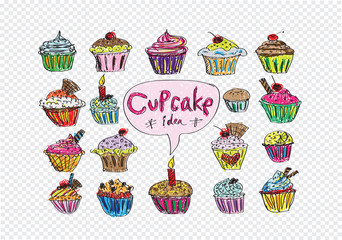 colorful delicious cupcakes vector illustration
