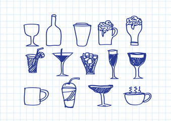 Drink beverage icons set