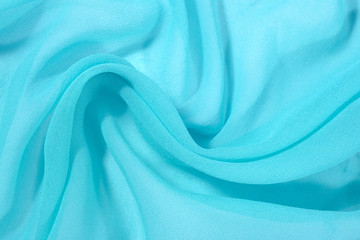 Blue crepe de chine fabric