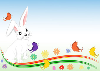 Coniglietto farfalle e margherite colorate